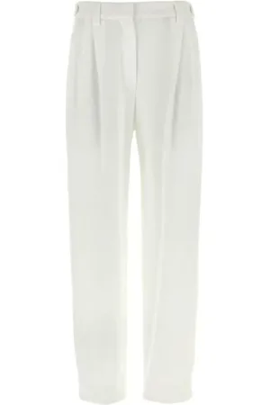 Brunello Cucinelli Femme, Jeans, Blanc, Taille: 38 FR Pantalon Piqué Blanc avec Détails de Boutons