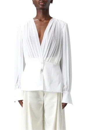 GENNY Femme, Blouses et Chemises, Blanc, Taille: 36 FR Chemise Blanche à Boutons, Style Élégant