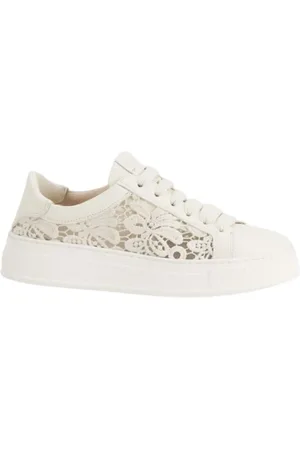 AGL ATTILIO GIUSTI LEOMBRUNI Femme, Chaussures, Blanc, Taille: 40 EU Baskets sportives en cuir et dentelle