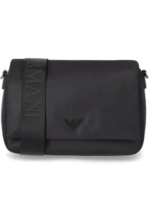 Emporio Armani Homme, Sacs, Noir, Taille: ONE Size Sac bandoulière noir avec logo métallique