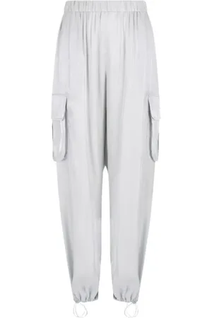Emporio Armani Femme, Pantalons, Gris, Taille: 36 FR Pantalon Cargo en Satin Brillant