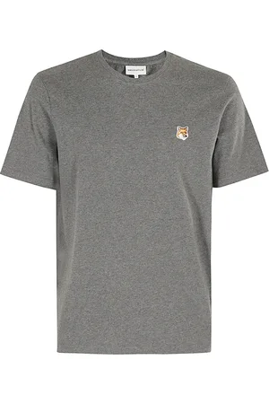 Maison Kitsuné Homme, Tops, Gris, Taille: XL T-shirt Patch Tête de Renard