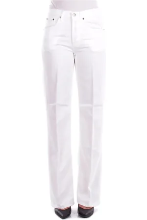 Dondup Femme, Pantalons, Blanc, Taille: W26 Pantalon Blanc avec Logo Latéral