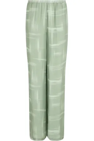 Emporio Armani Femme, Pantalons, Vert, Taille: 38 FR Pantalon en tissu à motif abstrait