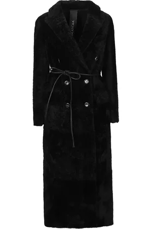 Blancha Femme, Manteaux, Noir, Taille: 36 FR Manteau Ceinturé Élégant pour Femmes