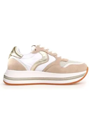 Voile blanche Femme, Chaussures, Multicolore, Taille: 38 EU Baskets Sable & Platine en Daim