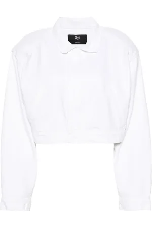 3x1 Femme, Vestes, Blanc, Taille: 40 FR Veste Courte en Denim de Coton Blanc