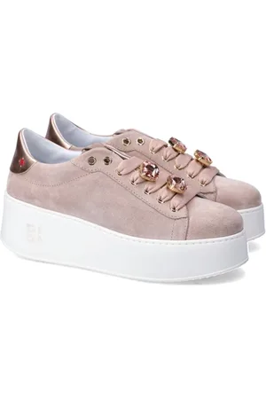 Gio+ Femme, Chaussures, , Taille: 36 EU Baskets en daim avec détails roses