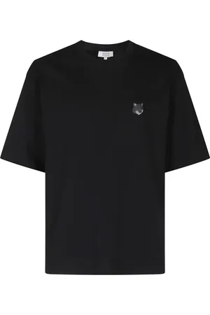 Maison Kitsuné Homme, Tops, Noir, Taille: M T-shirt Oversize Noir avec Logo