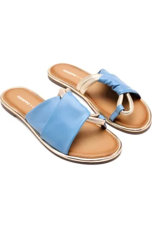 Gioseppo Femme, Chaussures, Bleu, Taille: 39 EU Sandales plates en cuir avec détail métallique