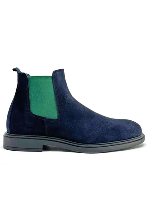 Duca Di Morrone Homme, Chaussures, Bleu, Taille: 45 EU Bottines en Daim avec Goussets Élastiques