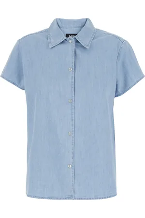 A.P.C. Femme, Blouses et Chemises, Bleu, Taille: 38 FR Chemise bleu clair à col classique en coton