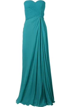 Alberta Ferretti Femme, Robes, Vert, Taille: 36 FR Robe longue en mousseline de soie Sweetheart Ss23