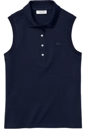 Lacoste Femme, Tops, Bleu, Taille: 38 FR Polo Bleu avec Boutons en Nacre