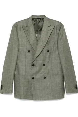 corneliani Homme, Vestes, Vert, Taille: L Veste en Laine/Soie/Lin à Double Boutonnage