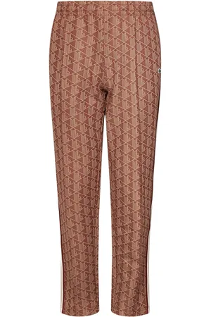 Lacoste Homme, Pantalons, Brun, Taille: M Pantalon Marron à Taille Élastique avec Rayures