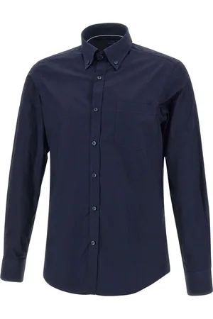 Paul & Shark Homme, Chemises, Bleu, Taille: 3XS Chemise en Coton Bleu Nuit à Motif Cachemire