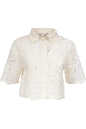ERMANNO SCERVINO Femme, Blouses et Chemises, Blanc, Taille: 36 FR Chemisier Court en Dentelle