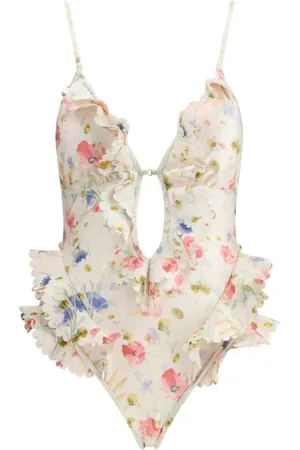 ZIMMERMANN Femme, Maillots de bain, Multicolore, Taille: 38 FR Maillot Floral Cascade