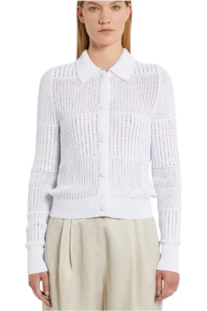 MARELLA Femme, Pulls, Blanc, Taille: 42 FR Gilet Blanc Chic Collection Printemps