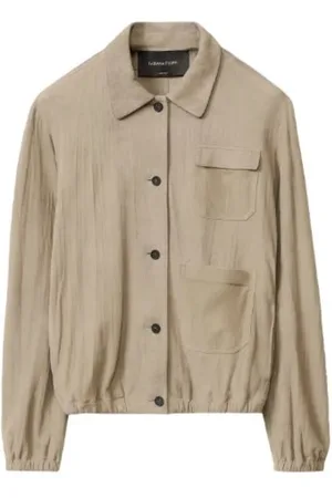 Fabiana Filippi Femme, Vestes, Gris, Taille: 38 FR Veste en Cuir Suédé Gris avec Col