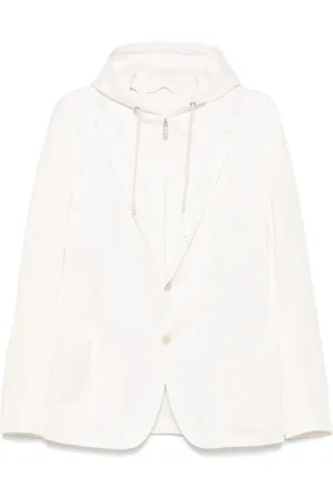 ELEVENTY Homme, Vestes, Blanc, Taille: XL Veste à capuche en lin et coton amovible