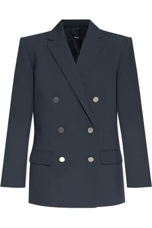 THEORY Femme, Vestes, Bleu, Taille: 38 FR Oversized Double-Breasted Wool Blazer