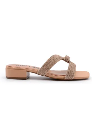 Bibi Lou Femme, Chaussures, , Taille: 40 EU Sandales en Cuir Nude avec Cristaux Géométriques