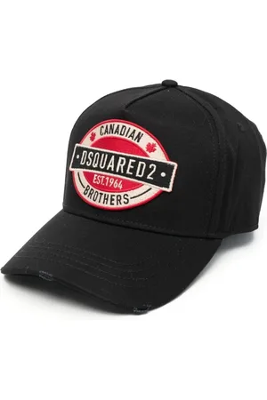 Dsquared2 Homme, Accessoires, Noir, Taille: ONE Size Casquette Noire à Logo avec Fermeture à Sangle