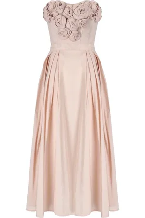 Elisabetta Franchi Femme, Robes, Rose, Taille: 40 FR Robe Midi Rose Brodée de Roses