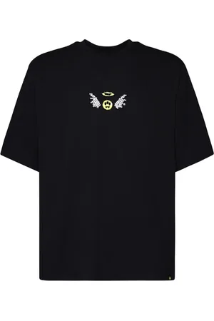 BARROW Homme, Tops, Noir, Taille: M T-shirt noir en coton avec col rond
