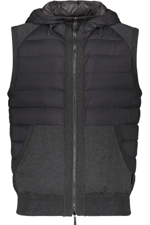 MOORER Homme, Vestes, Gris, Taille: L Doudoune sans manches à capuche en duvet d