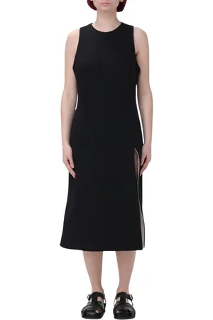 Ami Femme, Robes, Noir, Taille: 42 FR Robe Noire Minimaliste avec Fente Latérale
