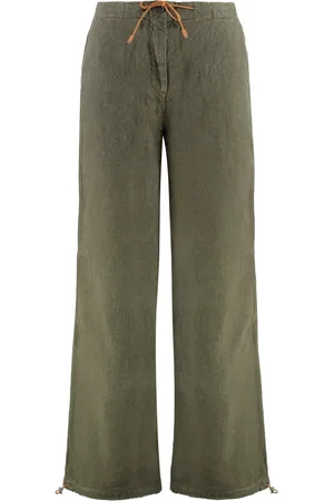 120% Lino Femme, Pantalons, Vert, Taille: 34 FR Pantalon large en lin