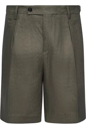 MICHAEL COAL Homme, Shorts, Vert, Taille: W40 Shorts en Lin Vert avec Style Militaire