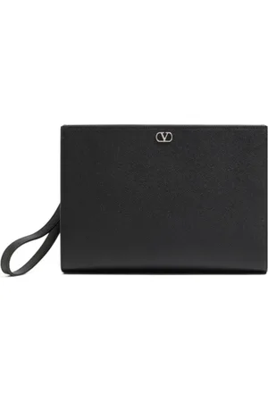 VALENTINO GARAVANI Homme, Sacs, Noir, Taille: ONE Size Pochette en cuir grainé avec VLogo