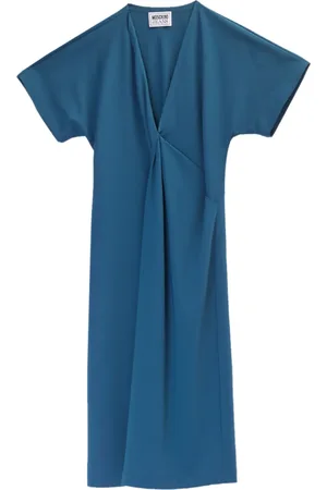 Moschino Femme, Robes, Vert, Taille: 36 FR Robe à Manches Courtes et Col en V