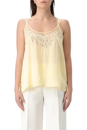 Twin-Set Femme, Tops, Jaune, Taille: 40 FR Haut Cami en Dentelle Jaune