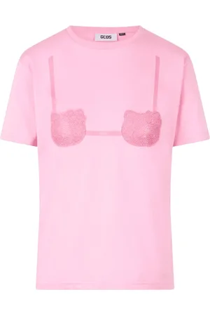 GCDS Femme, Tops, Rose, Taille: 38 FR T-Shirt Boxystampata Hello Kitty