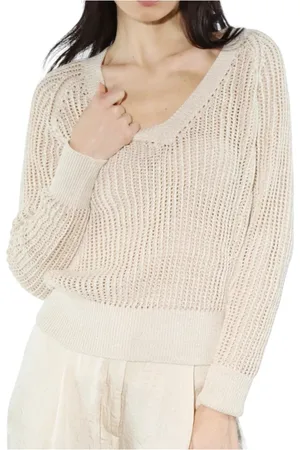 MARELLA Femme, Pulls, Blanc, Taille: 38 FR Pull Blanc avec Détails Lurex
