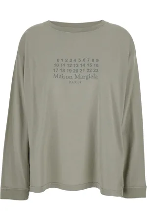 Maison Margiela Femme, Tops, Gris, Taille: 36 FR T-shirt Gris avec Logo Col Rond Femme
