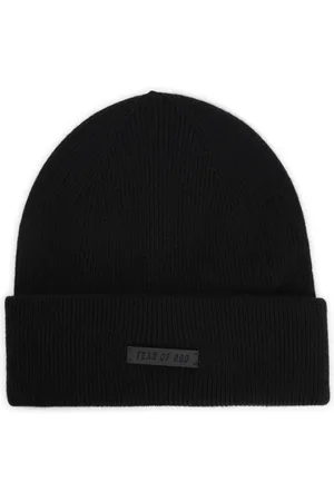 FEAR OF GOD Homme, Accessoires, Noir, Taille: ONE Size Bonnet Noir Luxueux en Cachemire