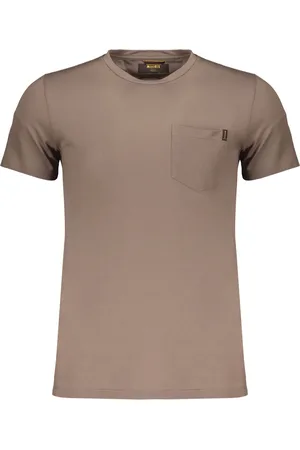 MOORER Homme, Tops, Brun, Taille: 4XL Poche T-shirt en coton