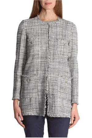 MARELLA Femme, Vestes, Gris, Taille: 34 FR Veste Bleue avec Détails à Franges