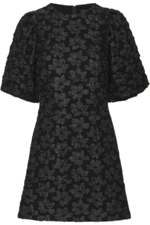 ROTATE Femme, Robes, Noir, Taille: 36 FR Mini Robe en Dentelle Florale Col Rond