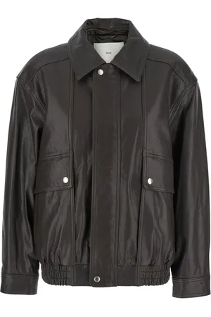 DUNST Femme, Vestes, Brun, Taille: 40 FR Veste en Cuir Marron Oversize avec Poches à Rabat