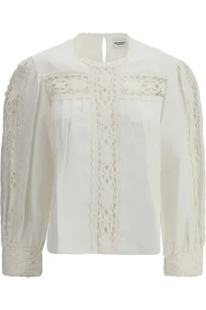 Isabel Marant Femme, Blouses et Chemises, Blanc, Taille: 40 FR Chemisier Élégant avec Détails en Dentelle et Fermeture Boutonnée