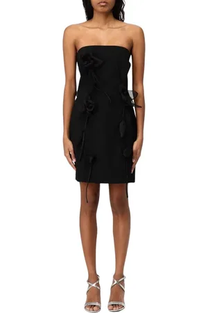 ROTATE Femme, Robes, Noir, Taille: 42 FR Robe Mini Florale Noire