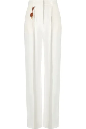 Elisabetta Franchi Femme, Pantalons, , Taille: 40 FR Pantalon Ivoire en Mélange de Lin avec Charme