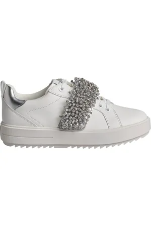 Michael Kors Femme, Chaussures, Blanc, Taille: 38 1/2 EU Emmett Baskets à Franges et Cristaux